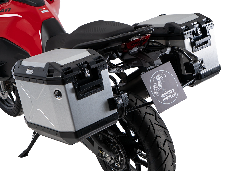 DUCATI Multistrada V2 [2025-2026] - Kofferträgerset Cutout schwarz inkl. Xplorer Cutout silber Kofferset
