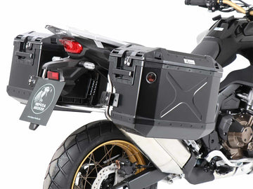 Honda CRF 1100 L Africa Tw [2024-2026] - Conjunto porta-bagagens Porta-bagagens recortado em aço inoxidável incl. Conjunto de malas pretas Xplorer Cutout
