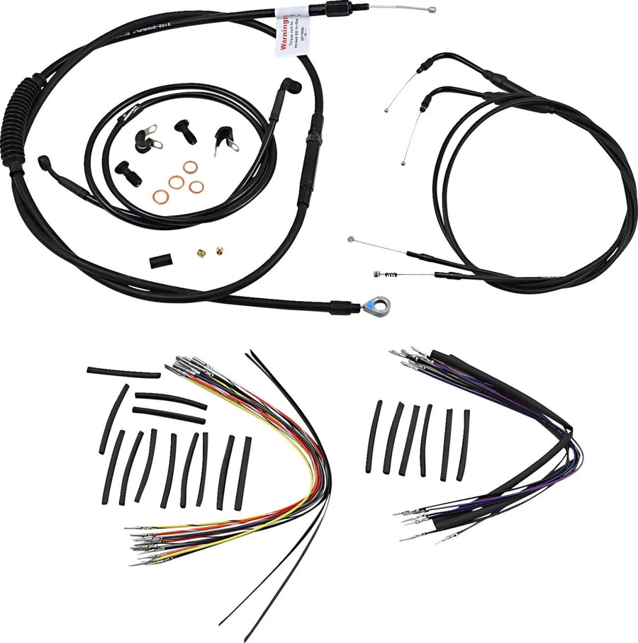 Harley Davidson fxst [BURLY BRAND] - Kit completo de cabo/linha de guiador de vinil preto para cabides Ape