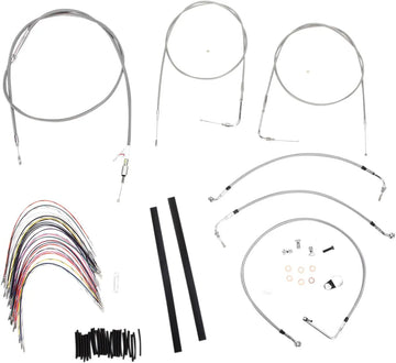 harley davidson flhri [BURLY BRAND] - Kit completo de cabo de guiador/linha de freio em aço inoxidável