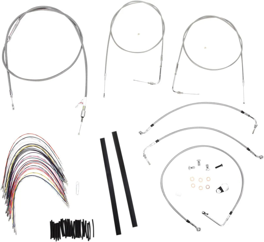 harley davidson flhri [BURLY BRAND] - Kit completo de cabo de guiador/linha de freio em aço inoxidável