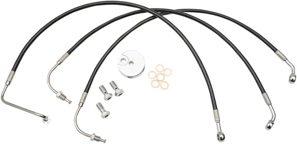 Harley Davidson Flhri [LA CHOPPERS] - Kit de linha de freio trançado preto