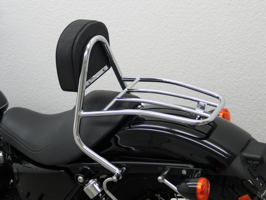 Harley Davidson Sportser Evo 883/1200 (Custom [2004-2020] - Driver Sissy Bar com travesseiros e bagagem de bagagem