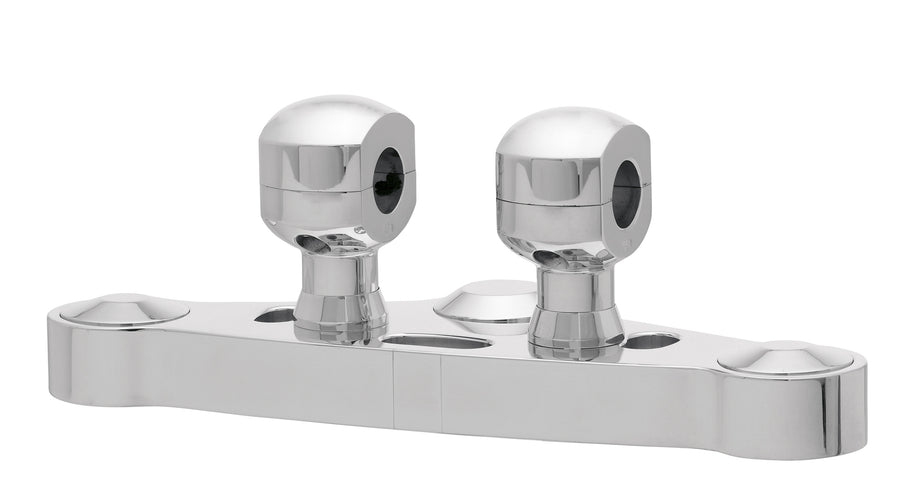 Riser de alumínio para guiador com 31 - Riser de alumínio para guiador com 31,75 mm (1 1/4′) Ø, 50 mm de altura, polido. Com rosca UNC de 1/2″.