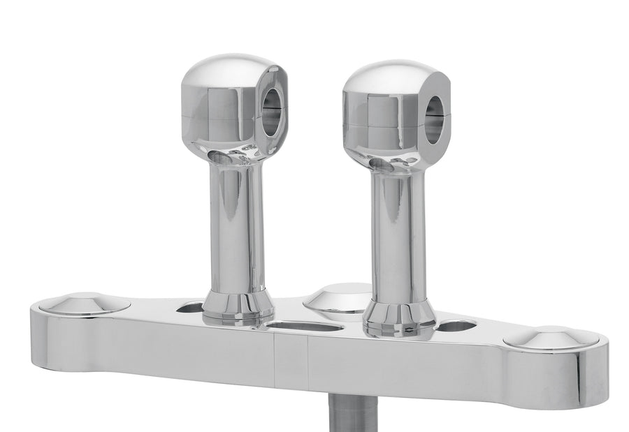 Riser de alumínio para guidão com riser de 31-alumínio para guidão com 31,75 (1 1/4 ′) Ø, 100 mm de altura, polido. Com thread de 1/2 ″ UNC.
