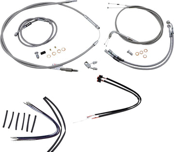 Harley Davidson FXSB [BURLY BRAND] - Kit completo de cabo de freio/cabo de freio trançado em aço inoxidável