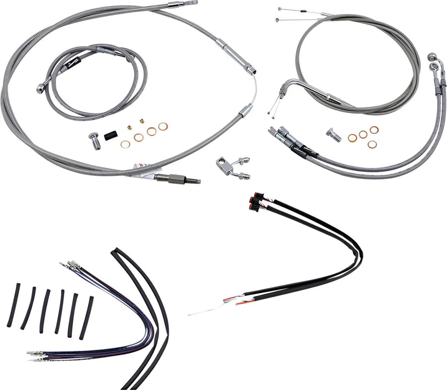 Harley Davidson FXSB [BURLY BRAND] - Kit completo de cabo de freio/cabo de freio trançado em aço inoxidável
