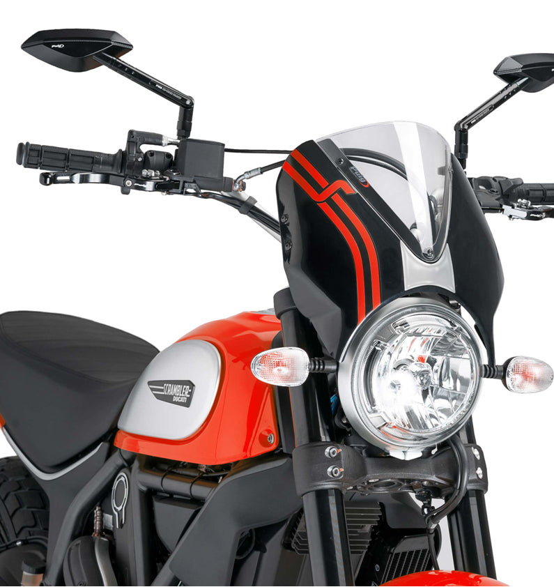 DUCATI SCRAMBLER 800 ICON DARK [2025] – Viseira de pára-brisa RetroVision – Preto
