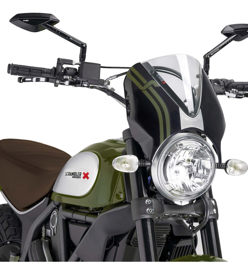 DUCATI SCRAMBLER 800 ICON DARK [2025] – Viseira de pára-brisa RetroVision – Preto