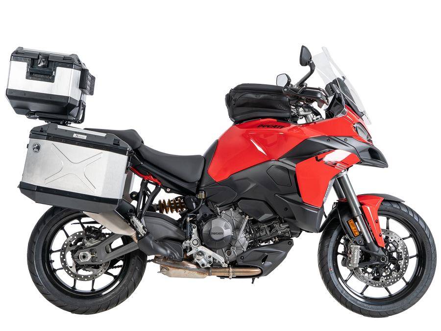 DUCATI Multistrada V2 [2025-2026] - Kofferträgerset Cutout schwarz inkl. Xplorer Cutout silber Kofferset