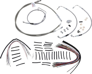 harley davidson flhtc [BURLY BRAND] - Kit completo de cabo de guiador/linha de freio em aço inoxidável