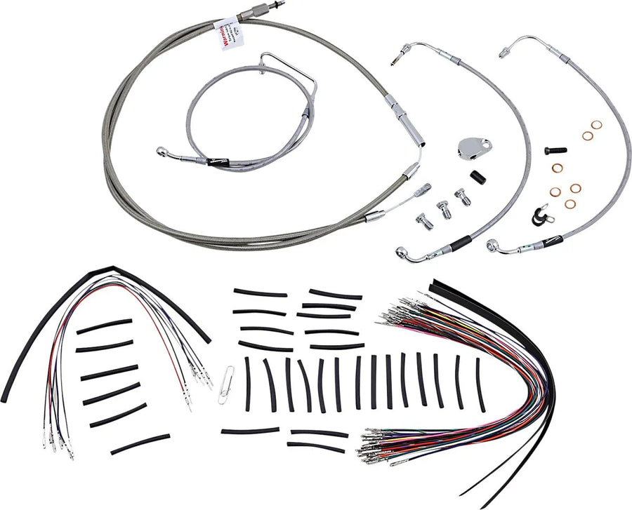 harley davidson flhtc [BURLY BRAND] - Kit completo de cabo de guiador/linha de freio em aço inoxidável