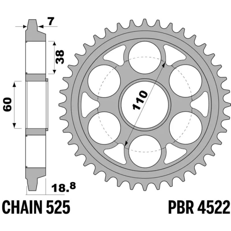 Ducati Diavel 1200 [PBR] - Roda dentada reforçada em alumínio - 525