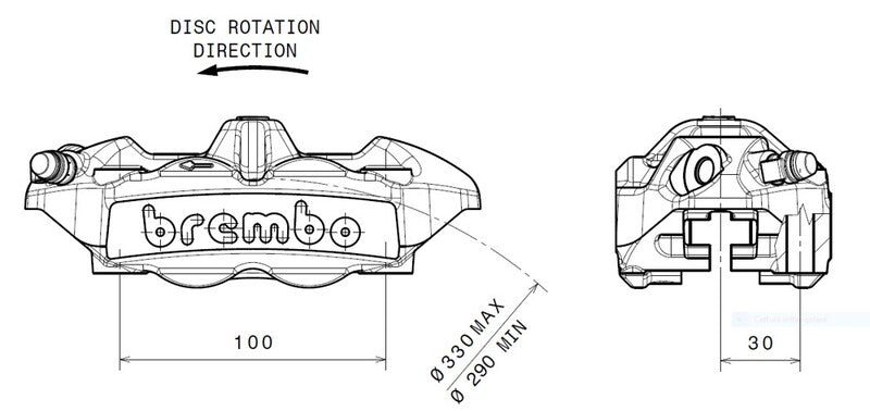 Ducati Diavel 1200 [BREMBO] - Pinça de freio dianteiro direito M4 titânio Ø34mm