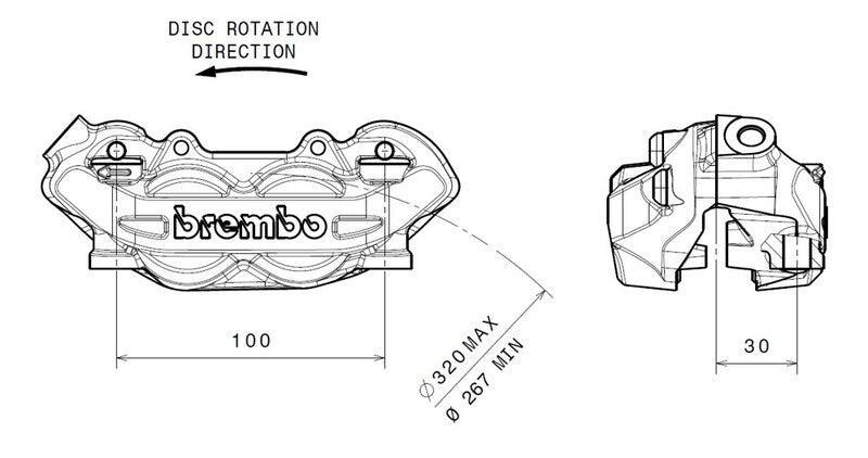 Aprilia Smv 1200 Dorsoduro [BREMBO] - Pinça de freio dianteiro esquerdo P4 Ø32mm