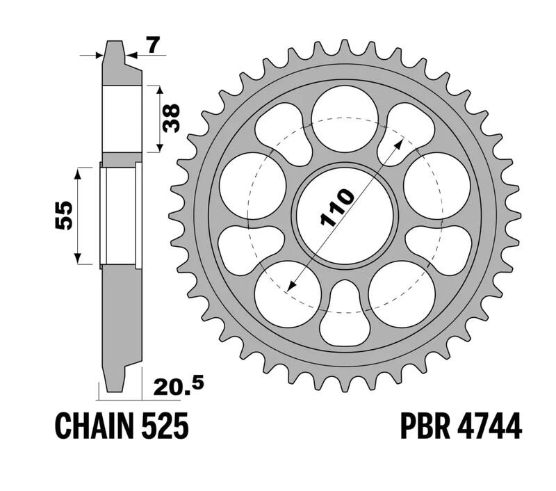 Hypermotard 939 [PBR] - Roda dentada reforçada em aço - 525