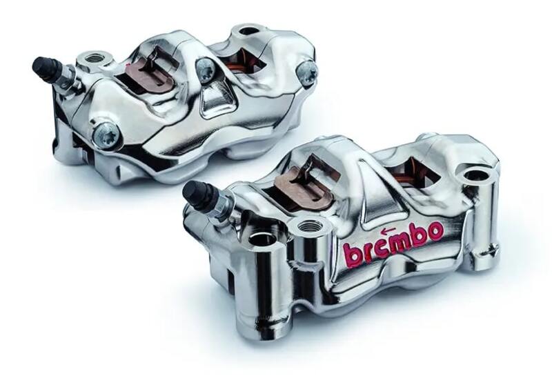 Ducati Hyperstrada 821 [BREMBO RACING] - Par de GP4RX - pinças de freio de 1mm (usinadas em CNC - cromadas) (com pastilhas)