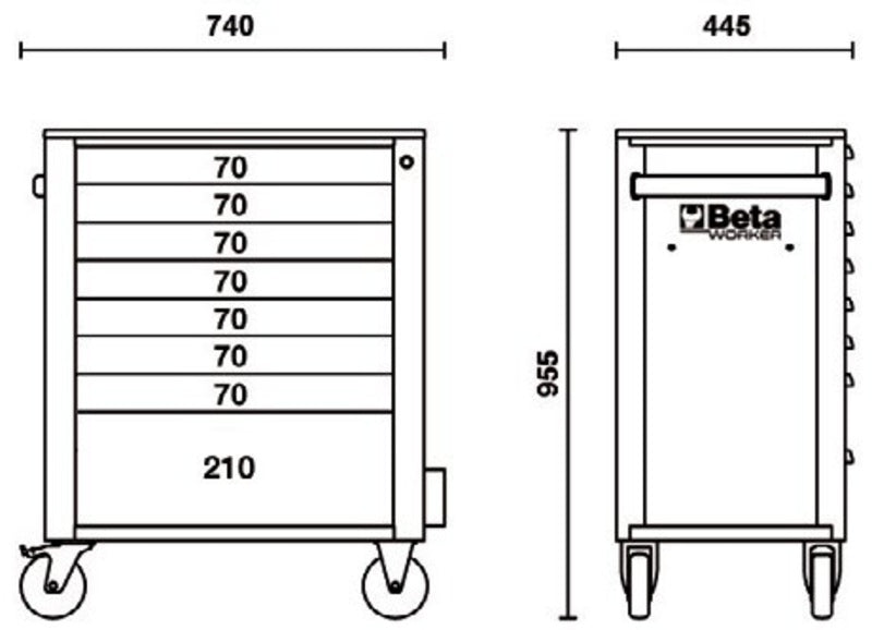 Carrinho de ferramentas BETA C24S/8 PLUS-A com 8 gavetas