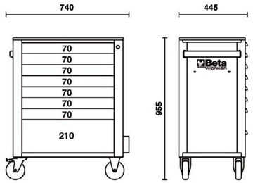 Carrinho de ferramentas BETA C24S/8 PLUS-A com 8 gavetas