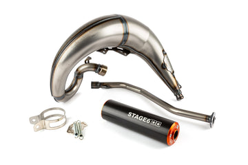 Beta RR Enduro 50 2T - Escape Streetrace High Mount esquerdo laranja preto
