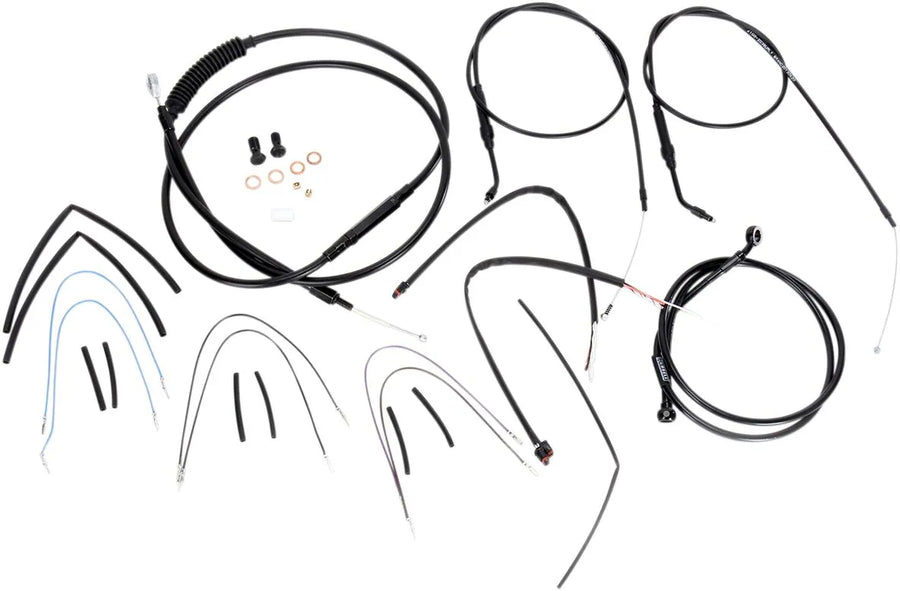 Harley-davidson street bob [BURLY BRAND] - Kit completo de cabo/linha de guiador de vinil preto para cabides Ape