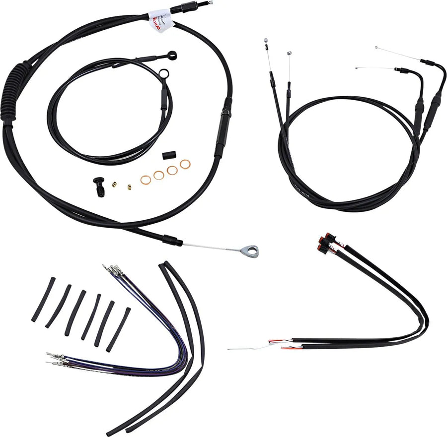 Harley Davidson FXSB [BURLY BRAND] - Kit completo de cabo/linha de guiador de vinil preto para cabides Ape