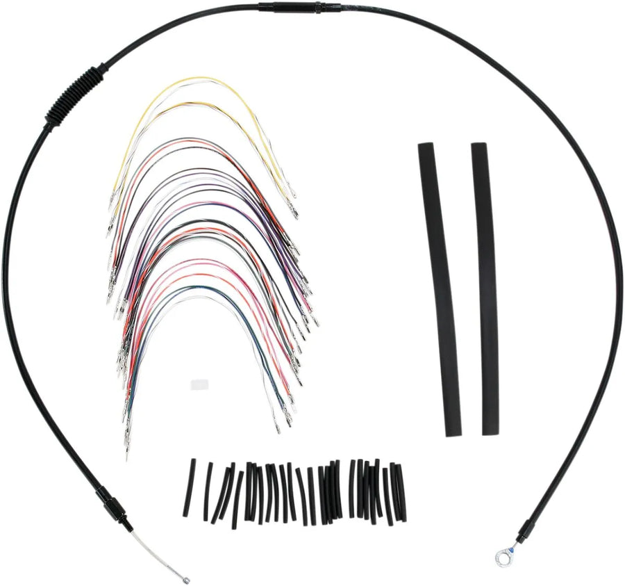 Harley Davidson flhtc [BURLY BRAND] - Kit completo de cabo/linha de guiador de vinil preto para cabide Ape