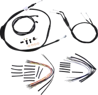 Harley Davidson Fxdwg [BURLY BRAND] - Conjunto completo de cabo/linha de guiador de vinil preto para cabide de macaco