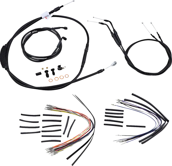 Harley Davidson Fxdwg [BURLY BRAND] - Conjunto completo de cabo/linha de guiador de vinil preto para cabide de macaco