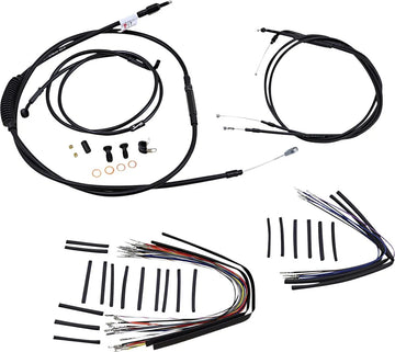 Harley Davidson fxst [BURLY BRAND] - Kit completo de cabo/linha de guiador de vinil preto para cabides Ape - 0