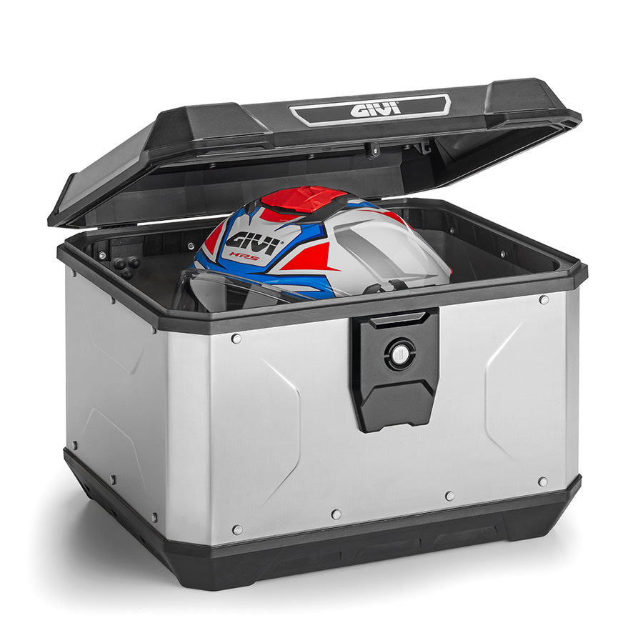 ALPINA Monolock Topcase aus Aluminium natur – 44 Liter, mit Universalplatte und Montagekit