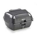B45 - Top case Monolock incl. placa – preta lisa / volume de 45 litros / inserções cinza