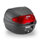 E300 - Top case Monolock, 30 L., preto - com refletor vermelho, com placa e kit universal