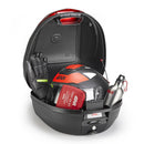 E300 - Monolock Topcase, 30 L., schwarz – mit rotem Reflektor, mit Platte u. Universalkit