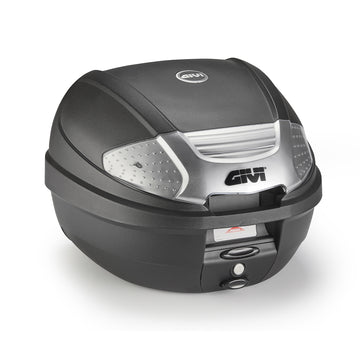 E300 - Monolock Topcase, 30 L., schwarz – Reflektor mit Silberlackierung , m. Platte