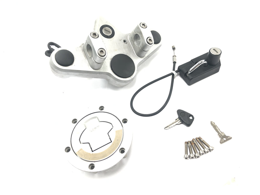 BMW R 1150 R R21 [2001] - Conjunto de fechadura com ponte superior do garfo, fechadura de ignição, chave da tampa do tanque