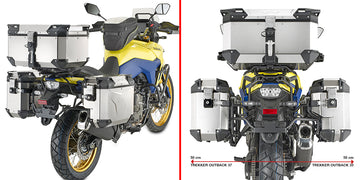Suzuki V-Strom 800 DE [GIVI] - porta-malas lateral tubular em aço PL ONE-FIT com deslocamento lateral direito para trekkers
