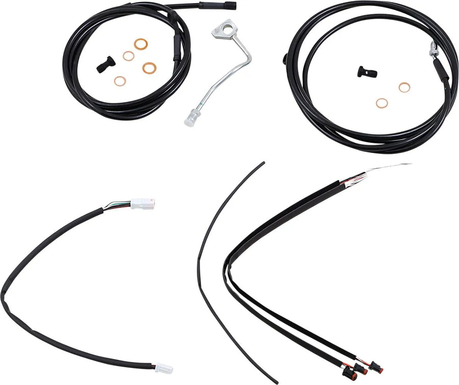 Harley Davidson flhrxs [BURLY BRAND] - Kit completo de cabo/linha de guiador de vinil preto para cabide Ape