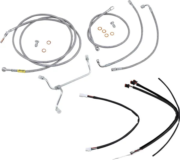 Harley Davidson Flhx [BURLY BRAND] - Kit completo de cabo/linha de freio trançado em aço inoxidável