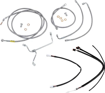 Harley Davidson Flhx [BURLY BRAND] - Kit completo de cabo/linha de freio trançado em aço inoxidável