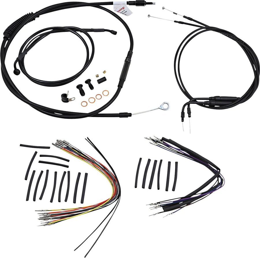 Harley Davidson flst [BURLY BRAND] - Kit completo de cabo/linha de guiador de vinil preto para cabide Ape