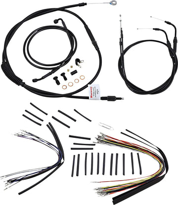 Harley Davidson flstc [BURLY BRAND] - Kit completo de cabo/linha de guiador de vinil preto para cabide Ape - 0