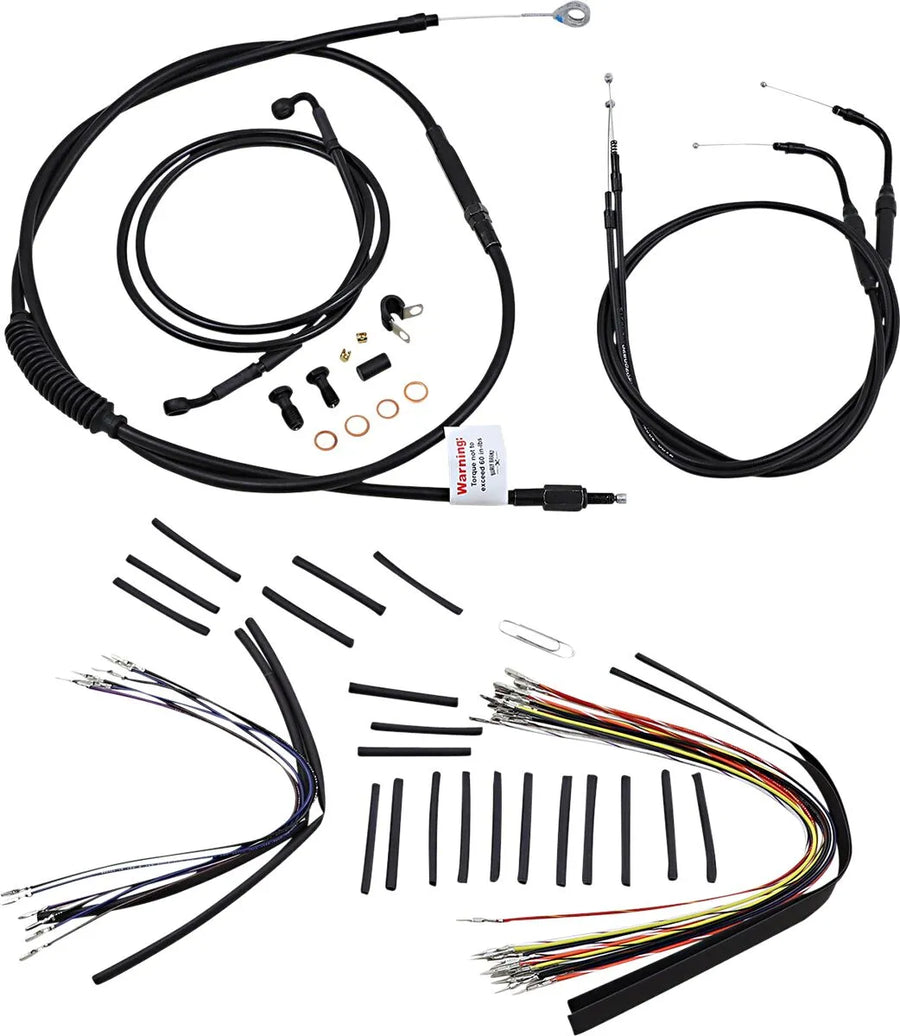 Harley Davidson flstc [BURLY BRAND] - Kit completo de cabo/linha de guiador de vinil preto para cabide Ape