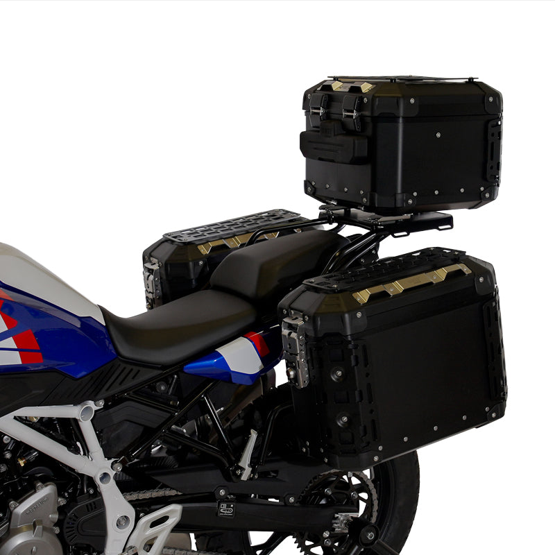 BMW F 450 GS [2026-] - Top case universal em alumínio Atlas 44L + bagageiro com alças para passageiro
