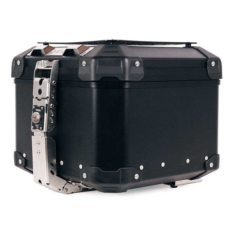 BMW R nineT 1200 Scrambler [2016-2023] - Atlas 44L Universal-Aluminium-Topcase + -Gepäckträger mit Soziusgriffen zur Befestigung der Topcaseplatte