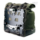 BMW R nineT 1200 Urban G/S (niedriger Auspuff) [2017-2023] - Kultige Seitentasche in Canvas 40L - 50L + Aluminiumplatte