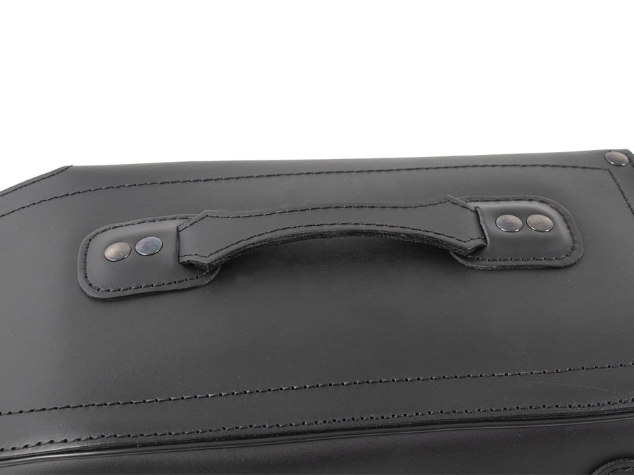 Motorradtasche [Hepco & Becker] - Leder Buffalo schwarz links – Rohrpacktaschenhalter