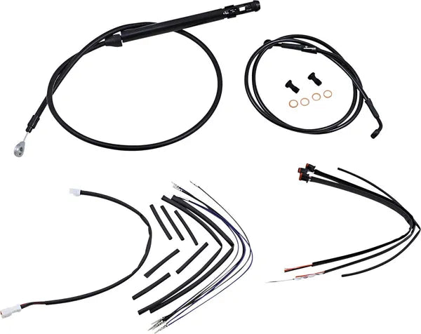 Harley Davidson FX [BURLY BRAND] - Conjunto completo de cabo/linha de guiador de vinil preto para Ape Hanger