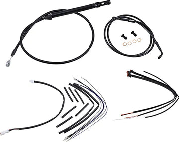 Harley Davidson FX [BURLY BRAND] - Conjunto completo de cabo/linha de guiador de vinil preto para Ape Hanger