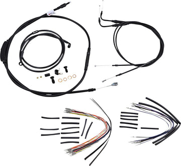 Harley Davidson flst [BURLY BRAND] - Kit completo de cabo/linha de guiador de vinil preto para cabide Ape
